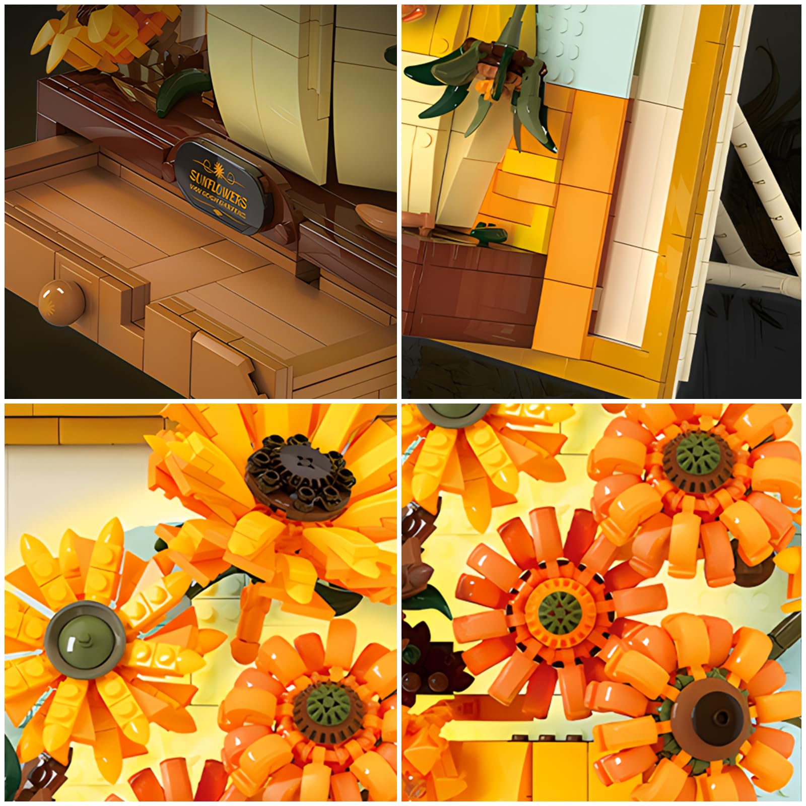 CAXIMSY Flowers Sunflower Building Block Sets Crafts for Adults Sunflowers Wall Art Painting Frame Gifts for Mother's/Valentine's Day?Artificial
