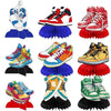 9Pcs Sneaker Honeycomb Ball and Table Centerpieces, Shoe Themed Party Decorations and Favors for Sports Baby Shower, Birthday, Hip Hop Event Supplies