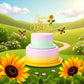 Sleyberoy Gold Glitter Sunflower Happy Birthday Cake Topper