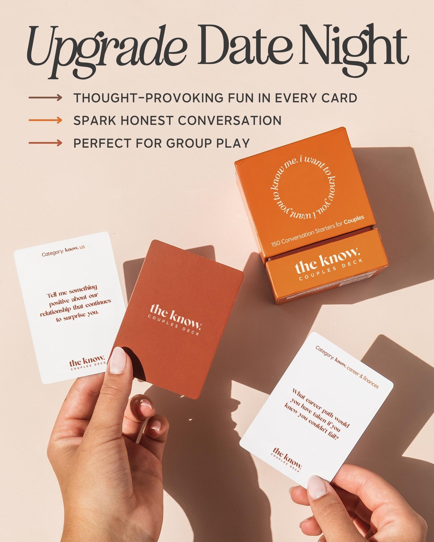 The Know Collection Couples Deck, 150 Thoughtful Conversation Starters and Questions for Date Night, Fun Card Game for Couples, Anniversary