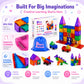 Mini Melow 100 Pcs Magnetic Tiles for Kids - 3D Magnet Tiles Building Toys with 2 Cars, Durable & Non Toxic Magnetic Building Blocks, STEM Toys