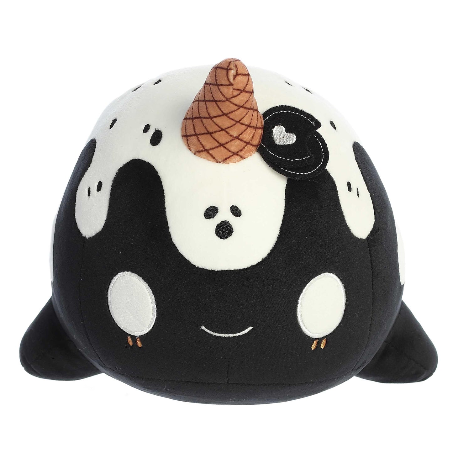 Aurora® Enchanting Tasty Peach® Cookies & Cream Nomwhal Stuffed Animal - Bright & Colorful Design - Showpiece Plush - Black 12.5 Inches