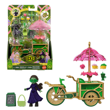 Mattel Universal Pictures’ Wicked Emerald City Dessert Cart Toy with Cart & Elphaba Small Doll & 7 Accessories, Inspired by The Movie