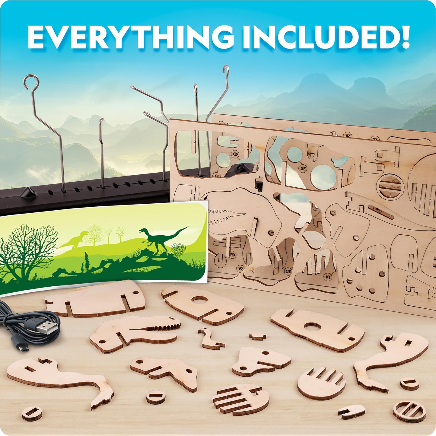 National Geographic Motorized T. Rex 3D Wood Puzzle Dinosaur Kit for Kids