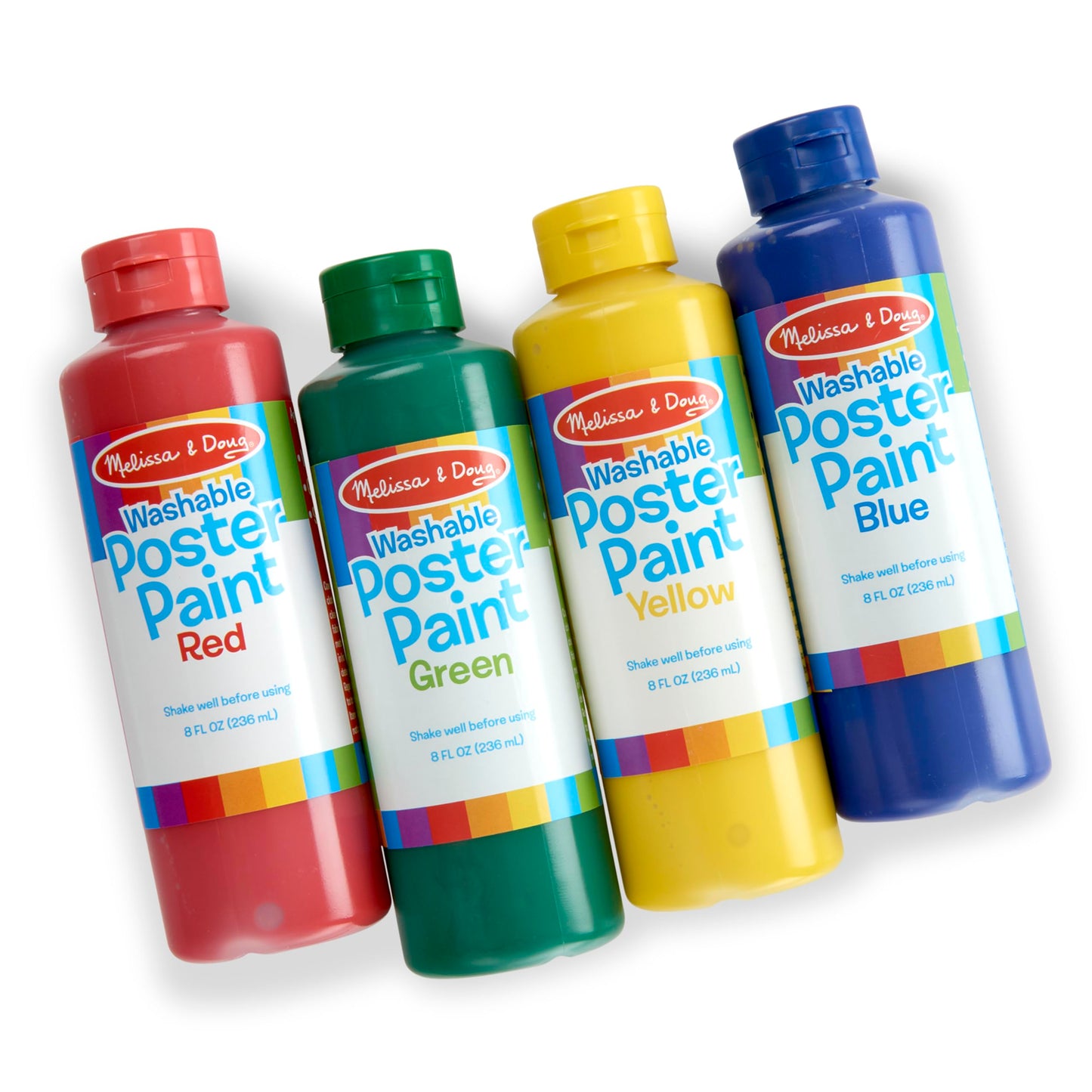 Melissa & Doug Washable Poster Paint Set (4 Colors - Red, Yellow, Green, Blue)
