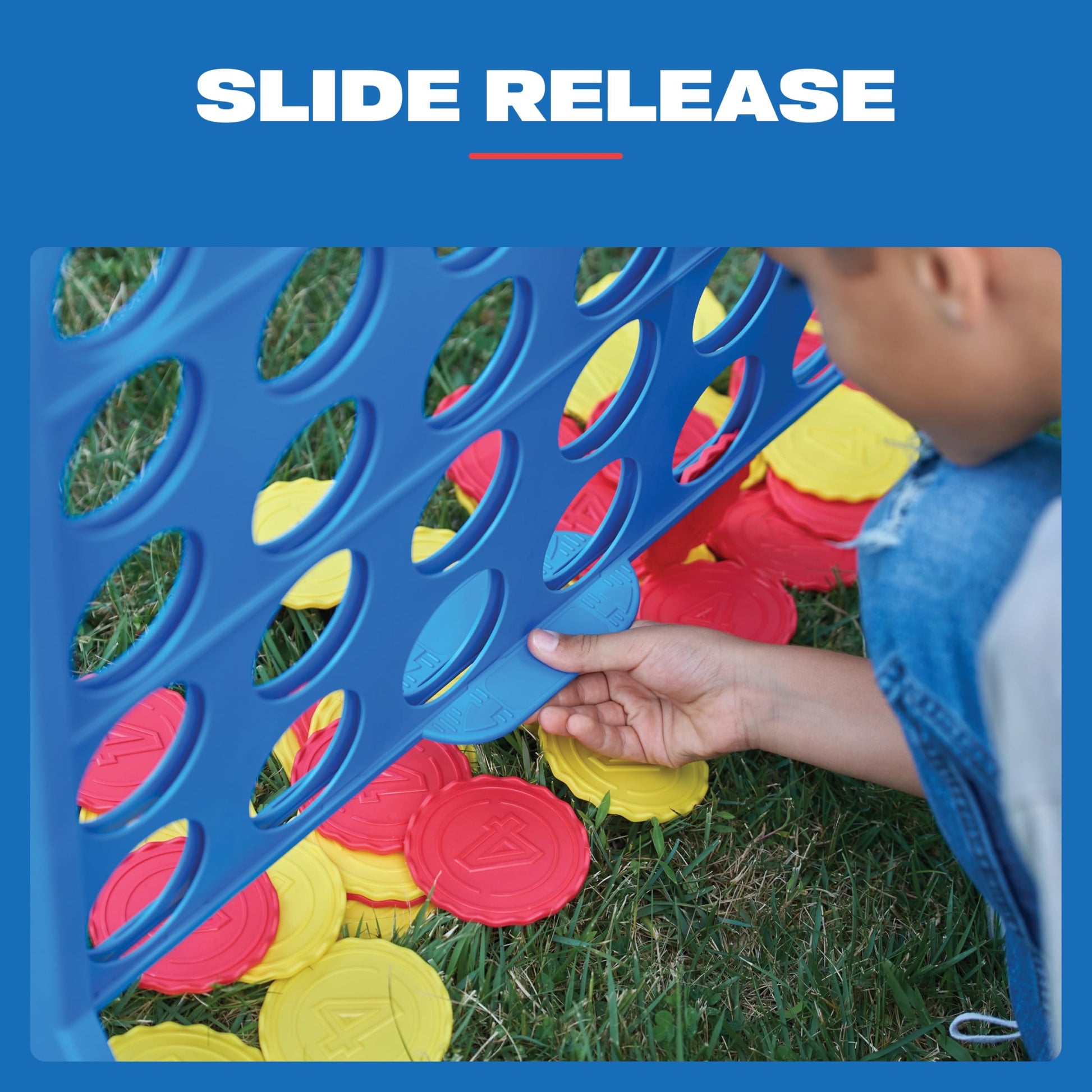 EastPoint Oversized Connect 4 Game - Oversized Edition, Blue, 42-Count Discs - Giant Connect 4 for Lawn & Yard Play - Board Games for Kids & Adults