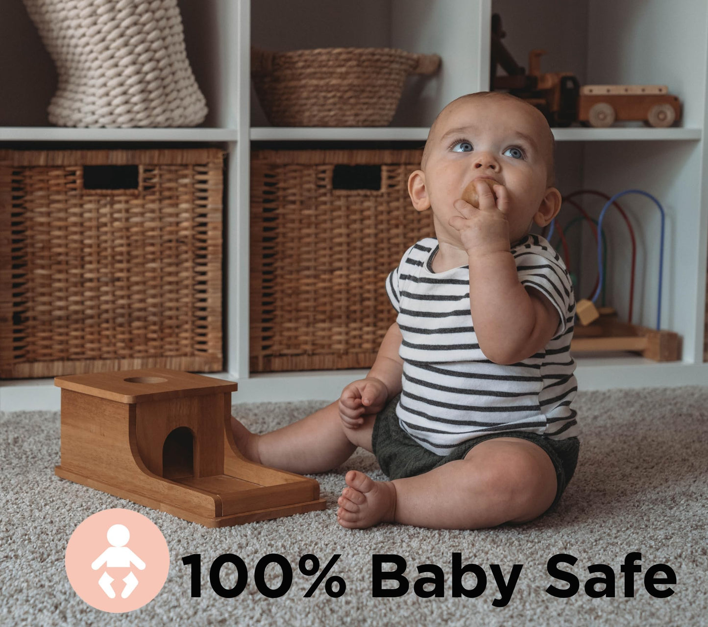 Montessori Object Permanence Box - Wooden Ball Drop Toy for Babies - Develops Spatial Awareness & Cognitive Skills - Engaging and Educational Roll
