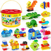 burgkidz Animal Building Toys for Toddlers 3-5, Jumbo 135Pcs Building Blocks, Creative Take Apart Puzzle with Storage Bucket, Compatible with Major