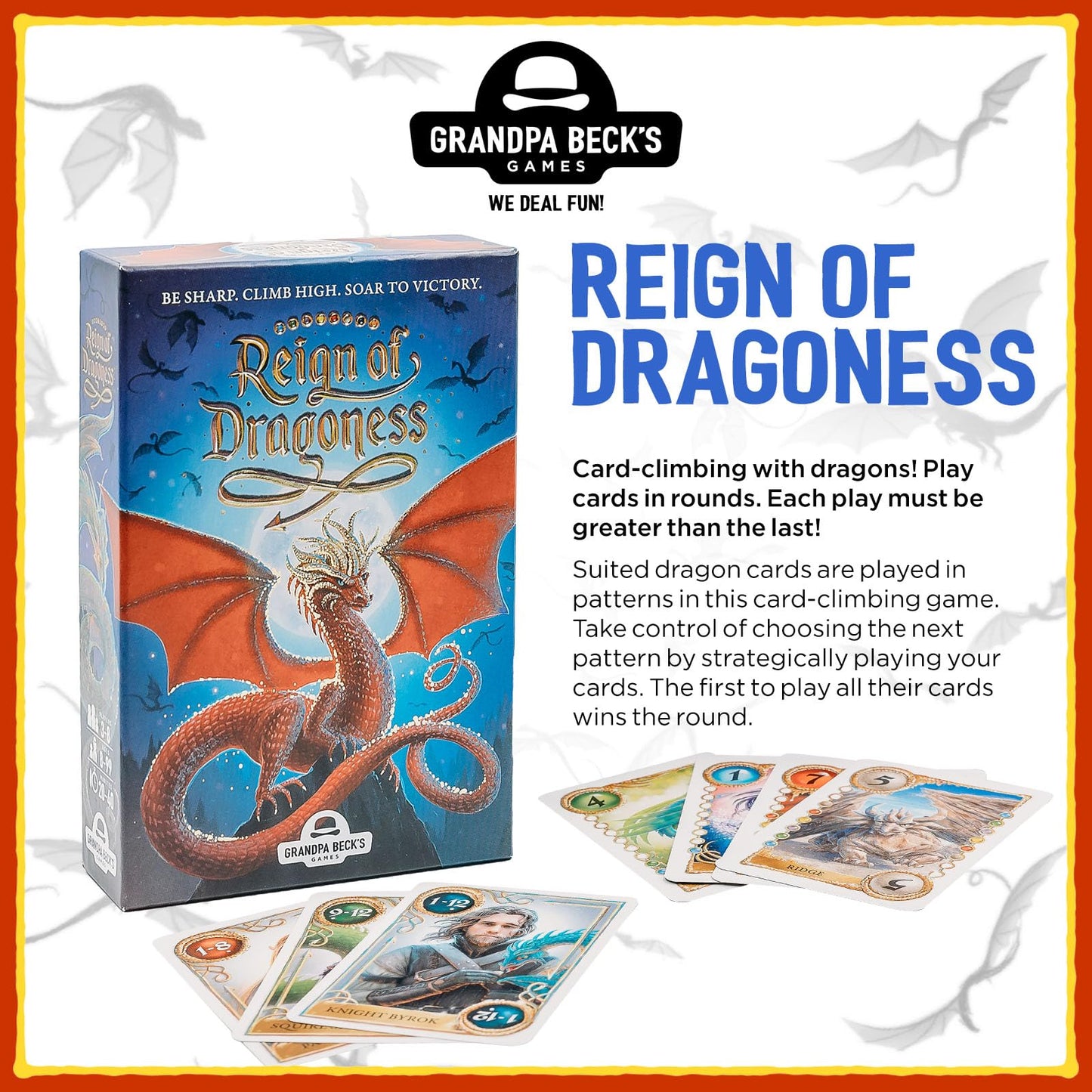 Grandpa Beck's Games Reign of Dragoness Card Game | A Strategic Hand Elimination Card Game | from The Creators of Cover Your Assets & Skull King | 3-8