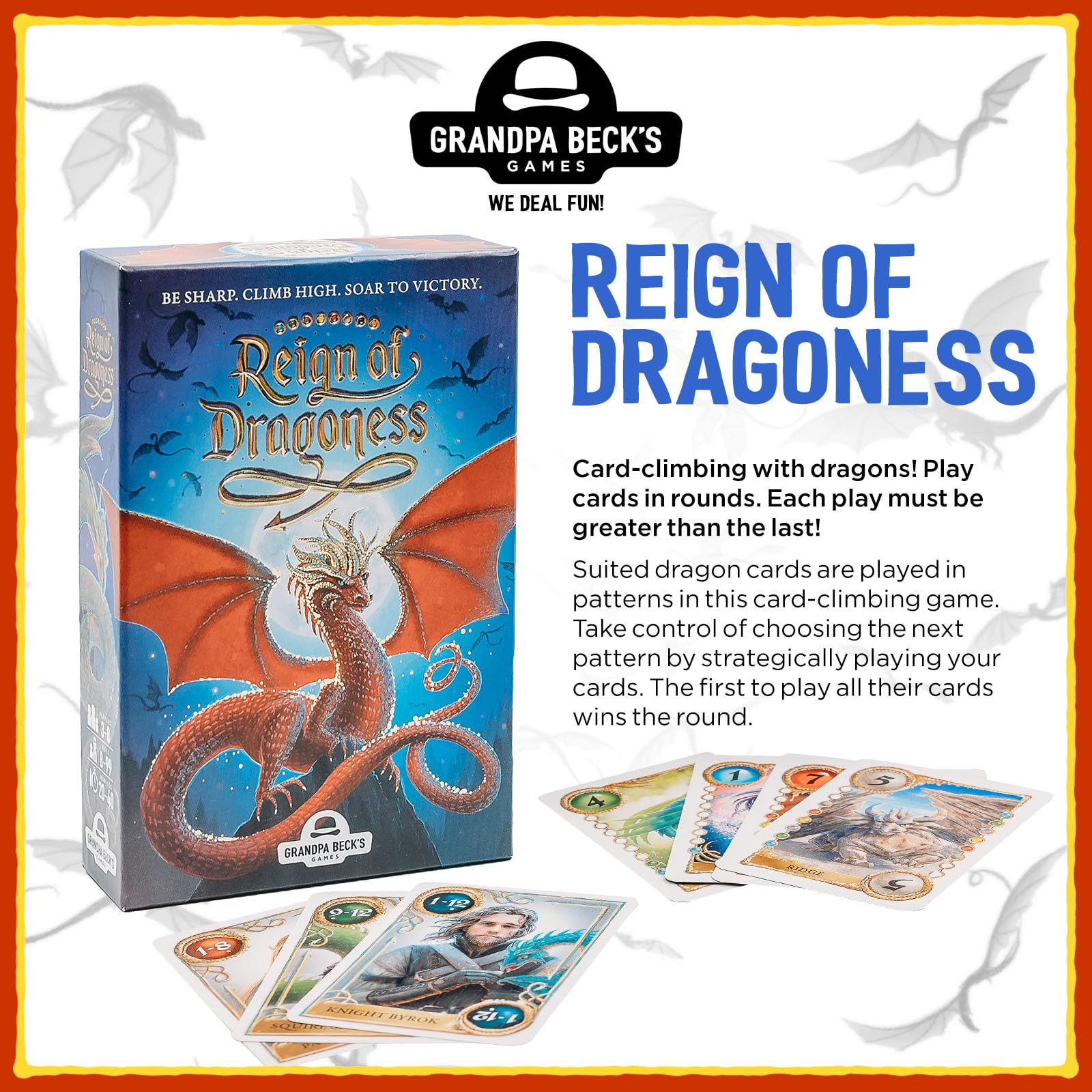 Grandpa Beck's Games Reign of Dragoness Card Game | A Strategic Hand Elimination Card Game | from The Creators of Cover Your Assets & Skull King | 3-8