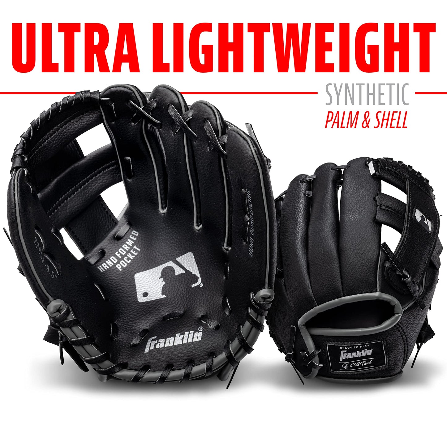 Franklin Sports MLB Teeball Glove - 9.5" Right Hand Throw - Black