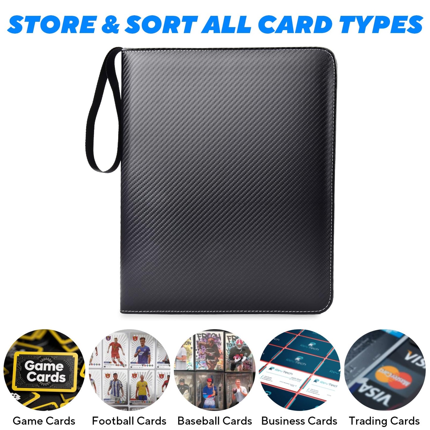 ULLTOON Portable 9-Pocket Trading Card Binder, Holds 1080 Cards with 60 Removable Double-Sided Sleeves, Baseball Card Binder Card Storage Organizer