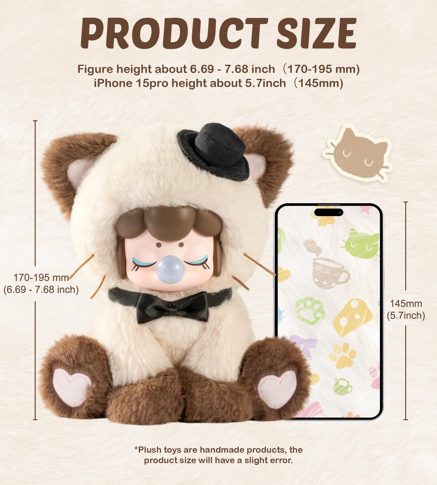 ROBOTIME Plush Doll Blind Box Figure, Animal Mystery Box, Adorable Kawaii Collectible Toy for Girls, Women, Room Decor, Tea Time Kitties (1 pcs)