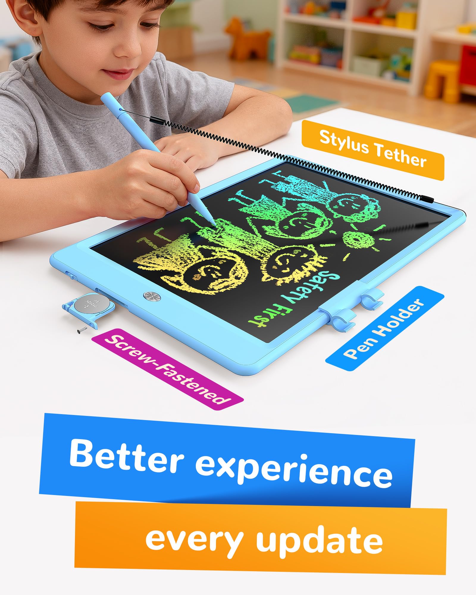 KOKODI LCD Writing Tablet, Gifts for 3 Years Old Boys and Girls?10 Inch Colorful Doodle Board Drawing Tablet, Erasable Reusable Electronic Drawing