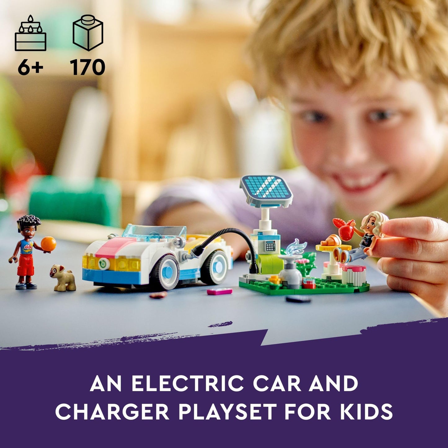 LEGO Friends Electric Car and Charger Building Toy for Kids, Role Play Toy, Adventure Toy, Includes Mini-Doll Characters Nova and Zac, Gift Idea