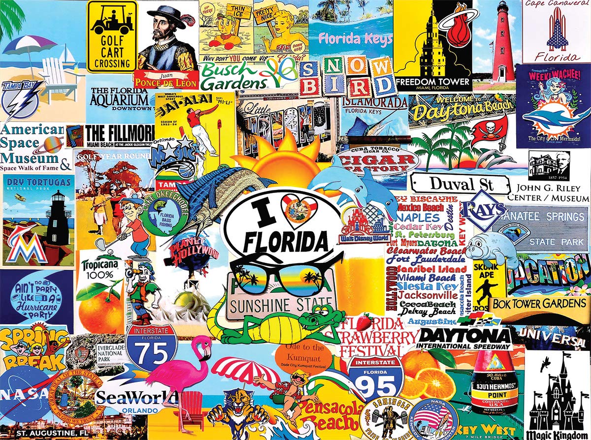 White Mountain 1000 Piece Jigsaw Puzzle Sunshine State, I Love Florida