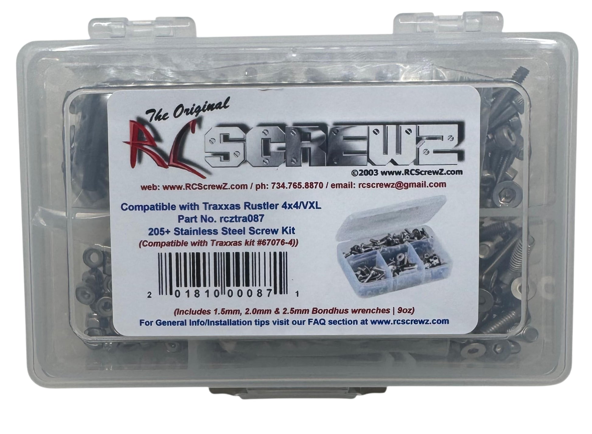 RC Screwz Stainless Steel Screw Kit tra087 Compatible with Traxxas Rustler 4x4 / VXL (67076-4)