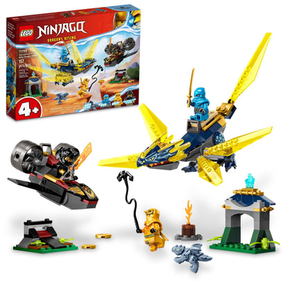 LEGO NINJAGO NYA and Arin’s Baby Dragon Battle 71798 Ninja Building Toy, Features a Jet, 2 Dragons, 3 Minifigures and Baby Riyu, Gift Idea for