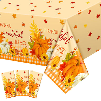 Newwiee 3 Pack Thanksgiving Tablecloth Fall Disposable Plastic Tablecloth 54" x 108" Thanksgiving Friends Giving Decorations, Harvest Party Decor