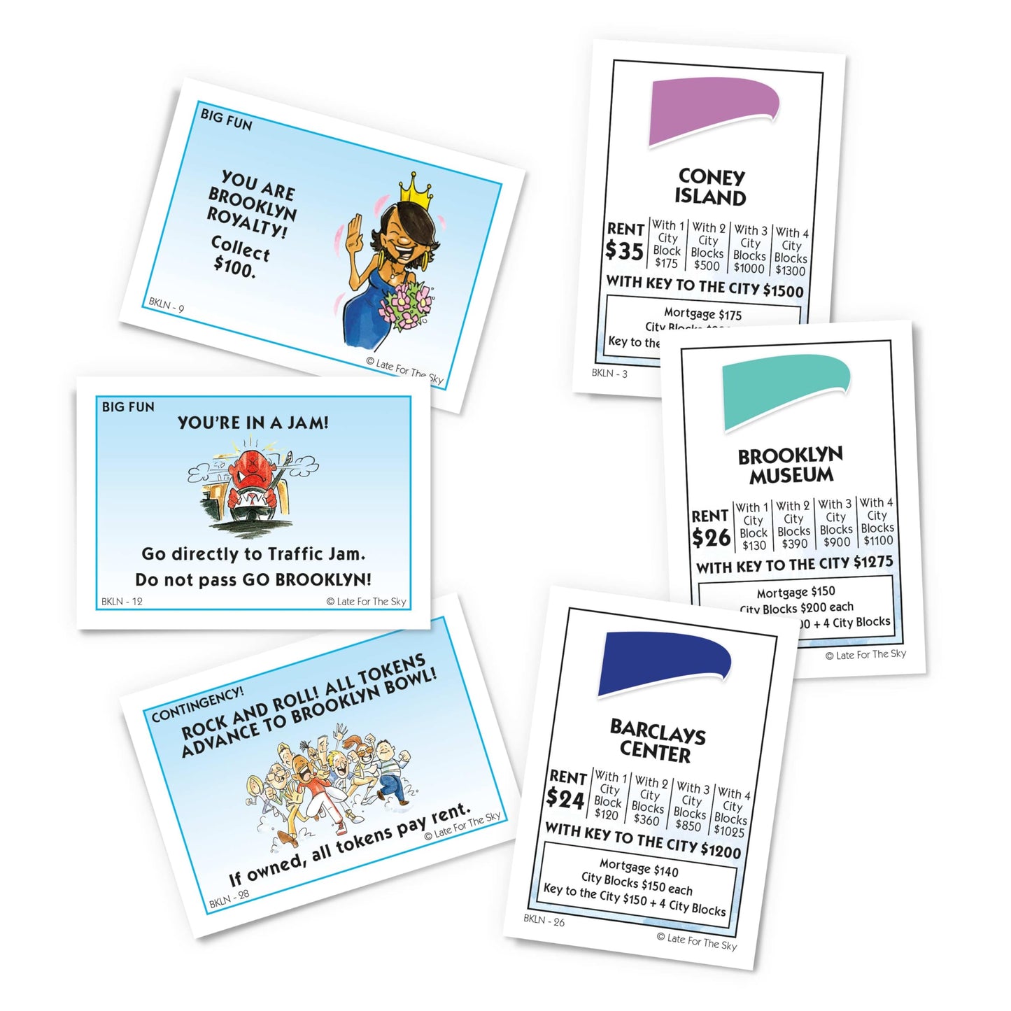 Late for The Sky Brooklyn-Opoly Board Game for Families - Borough Strategy Game Night, Ages 8+, 2-6 Players, Classic or 1-Hour Play