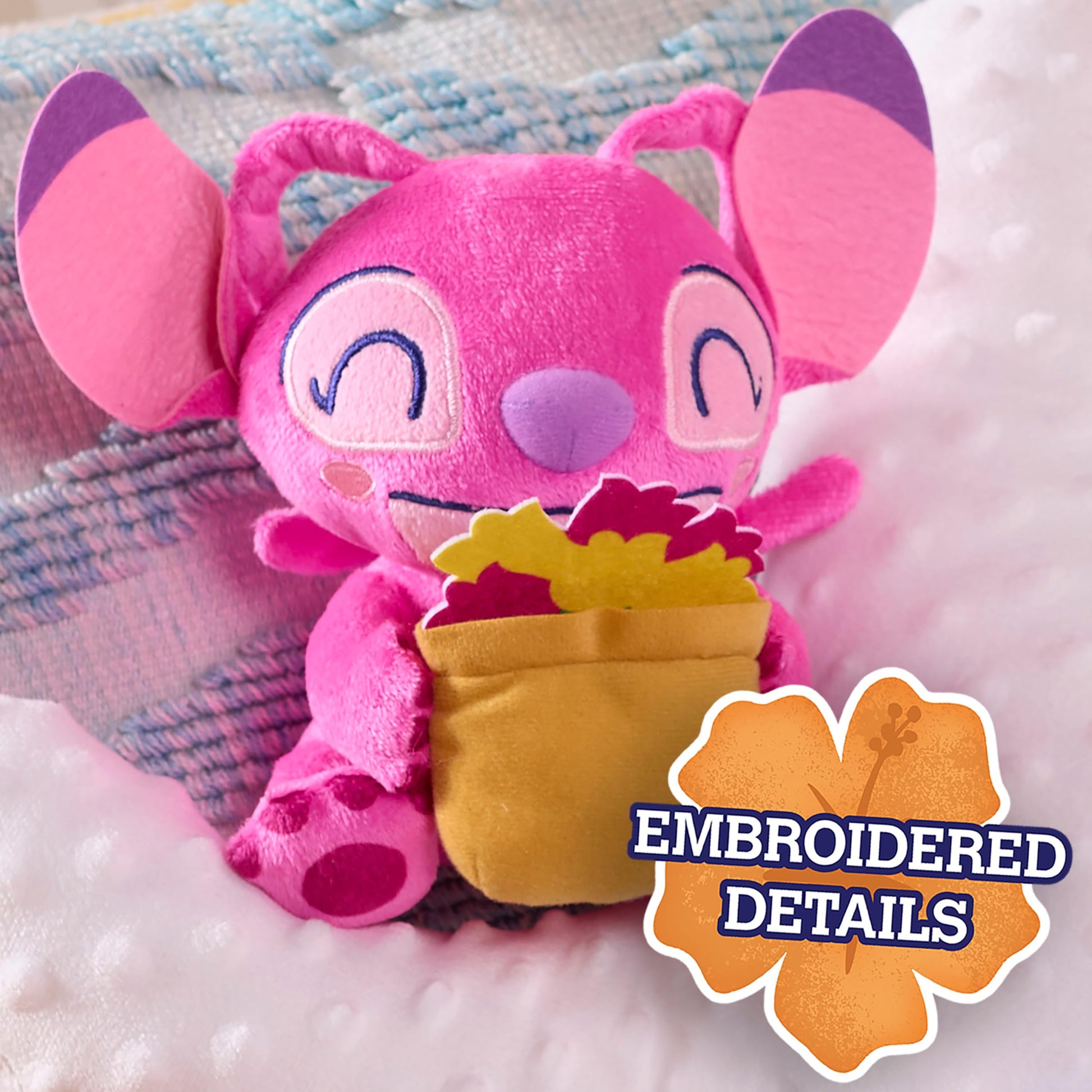 Disney Stitch that’s So Stitch Small 7-inch Plush Angel with Flowerpot Stuffed Animal, Soft Material, Kids Toys for Ages 2 Up by Just Play