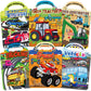 Elfew 6 Pack Car Sticker Books for Toddlers 2-4, Reusable 3D Puffy Vehicle Stickers for Boys 3-5, Construction Trucks Racing Mess Free Activity Set