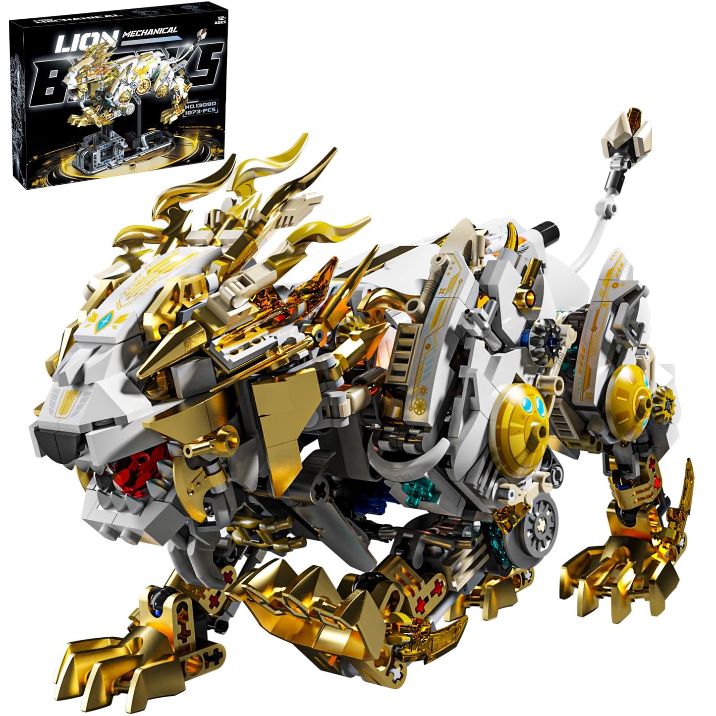 CSNRHG Mechanical Lion Building Block Toy Set Futuristic Mechanical Beast Model with Movable Parts & Gears Premium Mechanical Building Kit