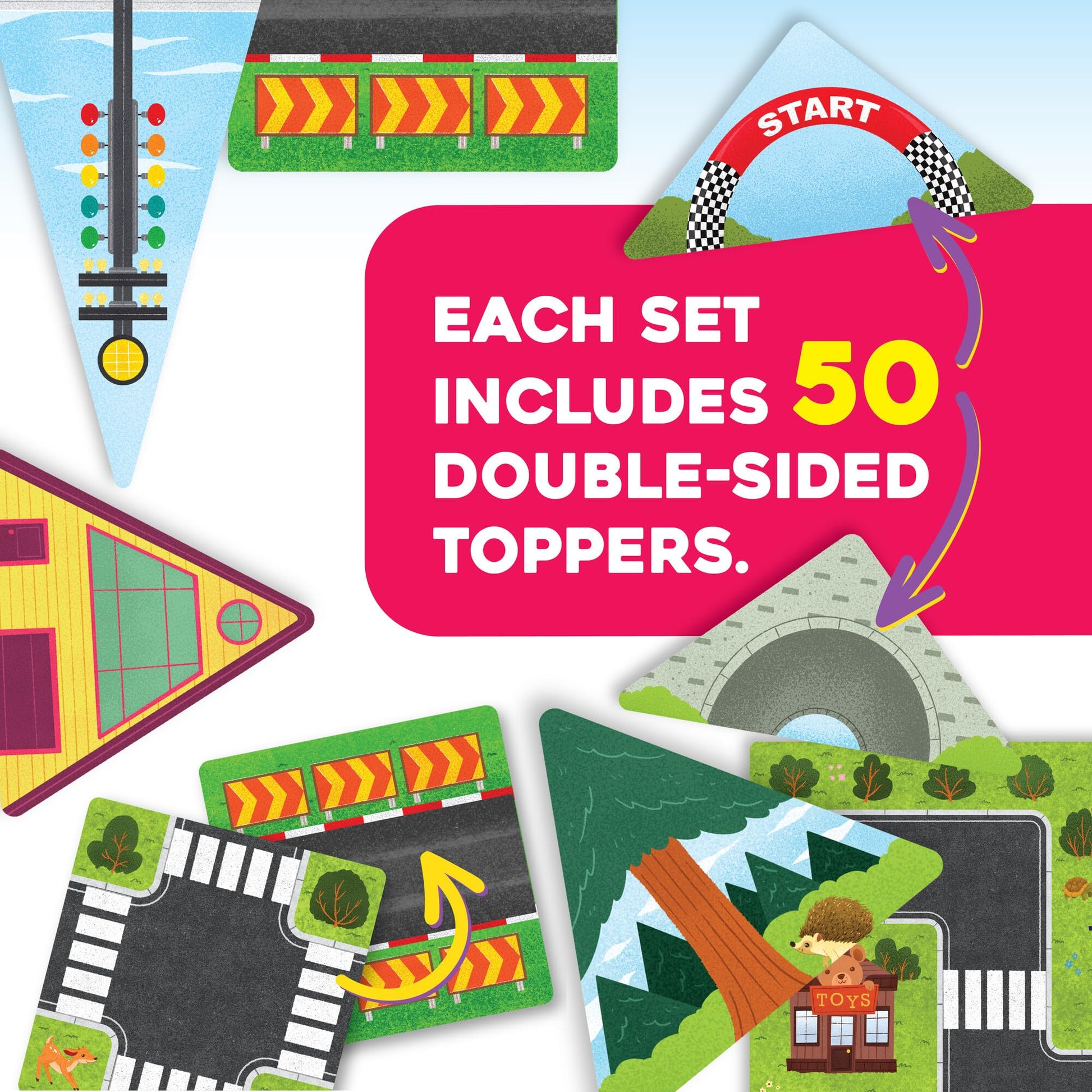 MindWare Flip Formers: Roads - Transform Your Existing Magnetic Building Tiles with These Foil Tile Toppers