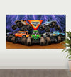 Monster Jam Party Games Collection: Balloons, Wall Decoration, Favor Boxes, Photo Booth Props (Wall Banner)