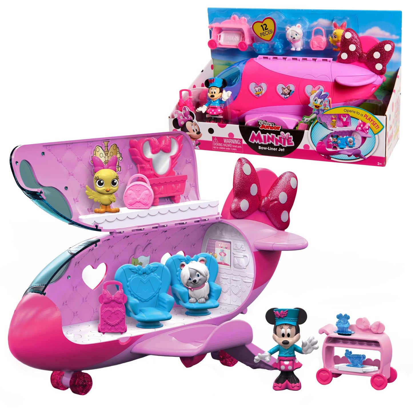 Disney Junior Minnie Mouse Bow-Liner Jet Toy Figures and Playset, Kids Toys for Ages 3 Up by Just Play