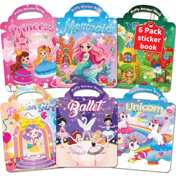 Kalysky 6 Sets Reusable Sticker Book for Toddlers 2-4 1-3