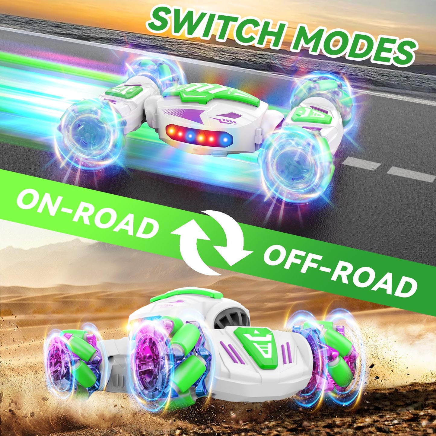 Nicella Gesture Sensing RC Stunt, Remote Control Car 360° Rotating 4WD 2.4Ghz RC Cars Transform Hand Controlled Car Toys with Light & Music, Best