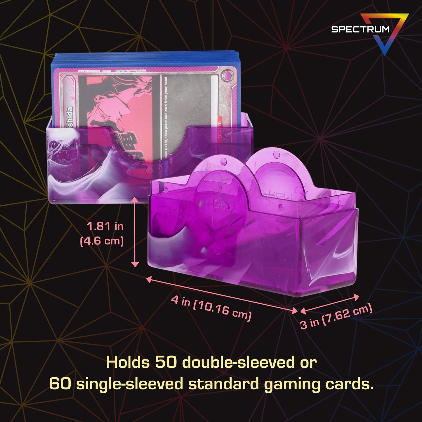 BCW Prism Deck Case - Charoite Purple | Holds 50 Double-Sleeved or 60 Single-Sleeved Cards | Secure Snap Closure | Compatible Collectible Card Bins |