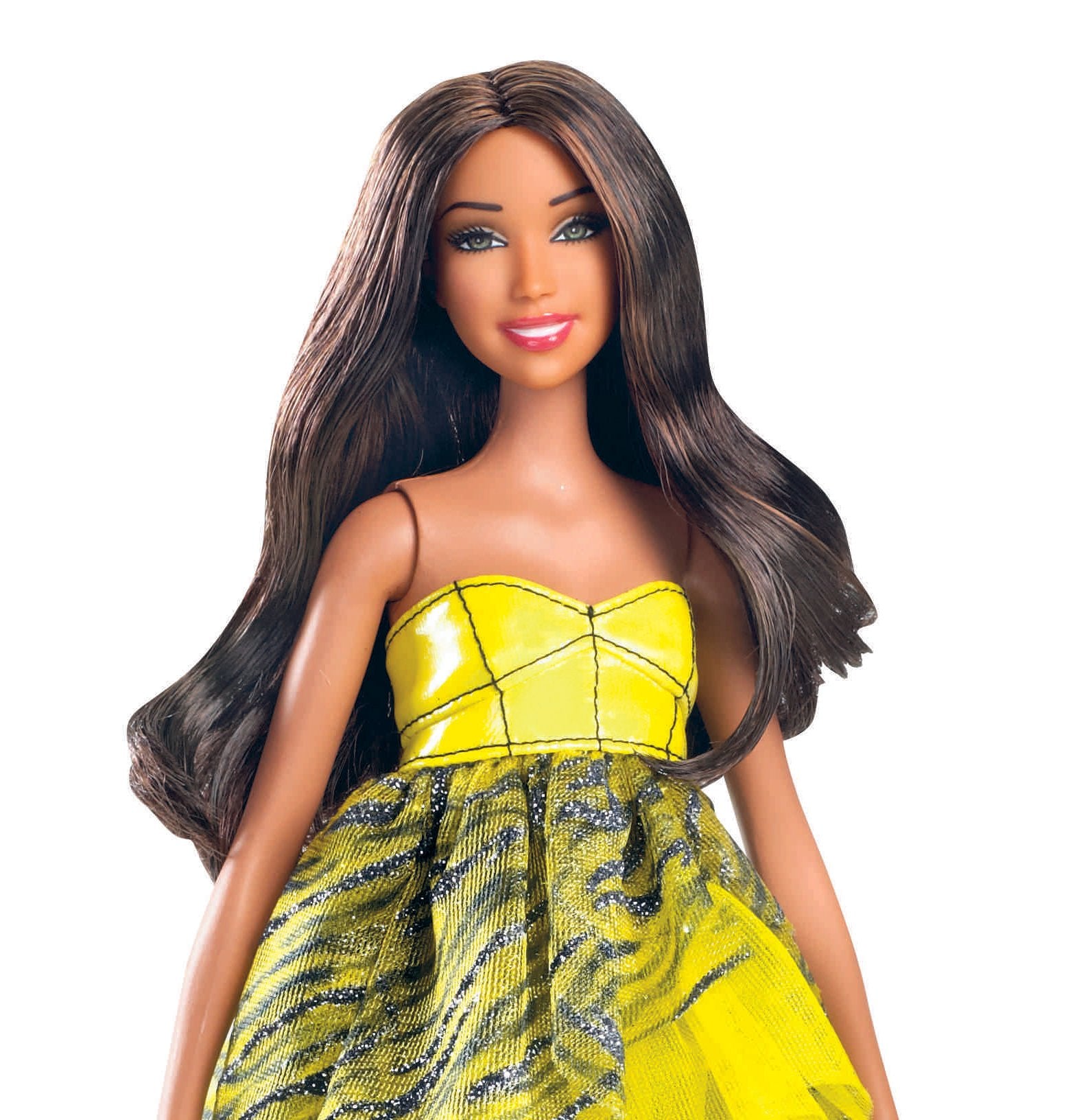 Barbie All Dolled Up STARDOLL Brunette Doll Yellow Top Pink Shoes - Mix and Match Trendy, Original Fashions and Accessories