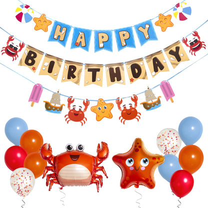 Pirese Crab Party Decorations - Crab Birthday & Feast Supplies | Seafood Boil Theme | Includes Sign, Balloon