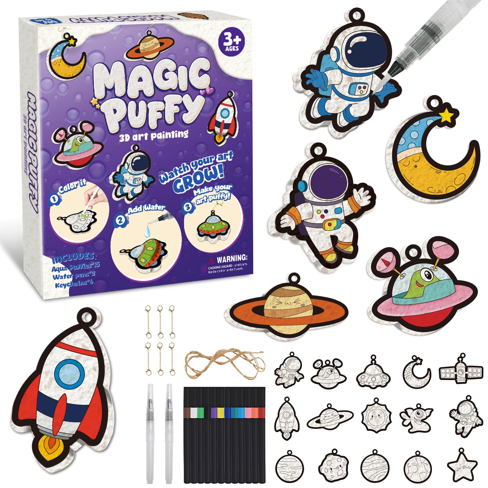 avtctek Magic Foam Texture Painting Kit - 3D Art Puffy Paint Kit, 15 Mess-Free Ocean Paint by Number Craft for Kids Ages 3-10