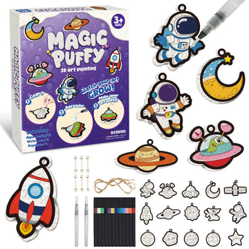 avtctek Magic Foam Texture Painting Kit - 3D Art Puffy Paint Kit, 15 Mess-Free Ocean Paint by Number Craft for Kids Ages 3-10
