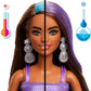 Barbie Party Unboxed Doll & Accessories, Glam Party Series with 10 Surprises Including Color-Change, Purple Sparkle Doll