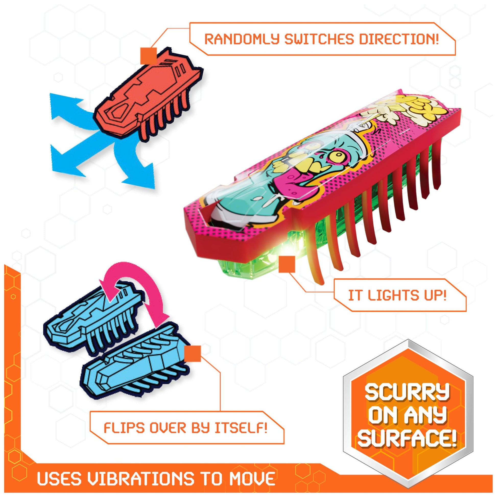 HEX BOTS Nano 5 Pack, 4 Mini Bots with Bonus Flash Bot, Sensory Toy for Kids & Cats, Vibration Technology, Mini Robot Toy for Kids 3 & Up