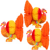 3 Piece Thanksgiving Tissue Turkey Decorations for Harvest Party Table Centerpiece Accessories