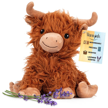 Highland Cow - Microwavable & Weighted Plush Stuffed Animal - Heated Plushie for Warmth - Cute, Soft, Cozy Toy for Adults & Children (Boys, Girls