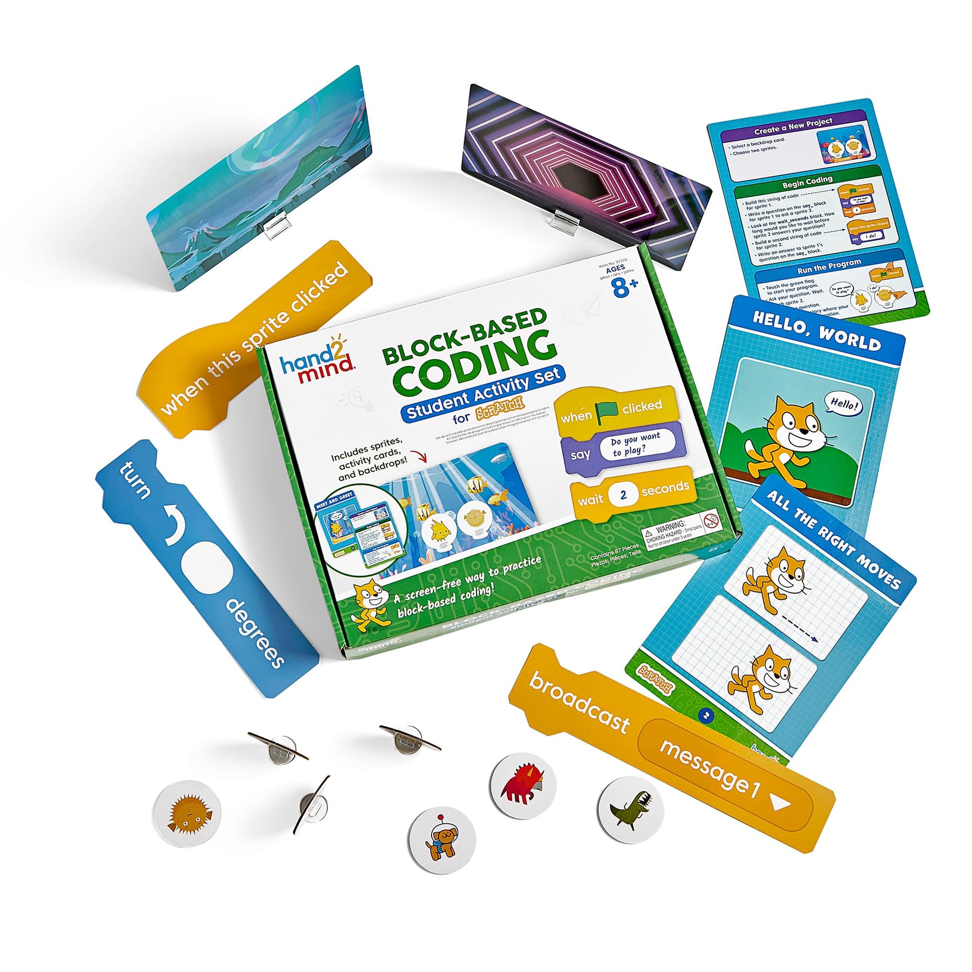 hand2mind Scratch Block-Based Coding, Student Activity, Learn to Code, Computer Science, Programming, STEM, Classroom, Ages 8-12, Teacher Supplies