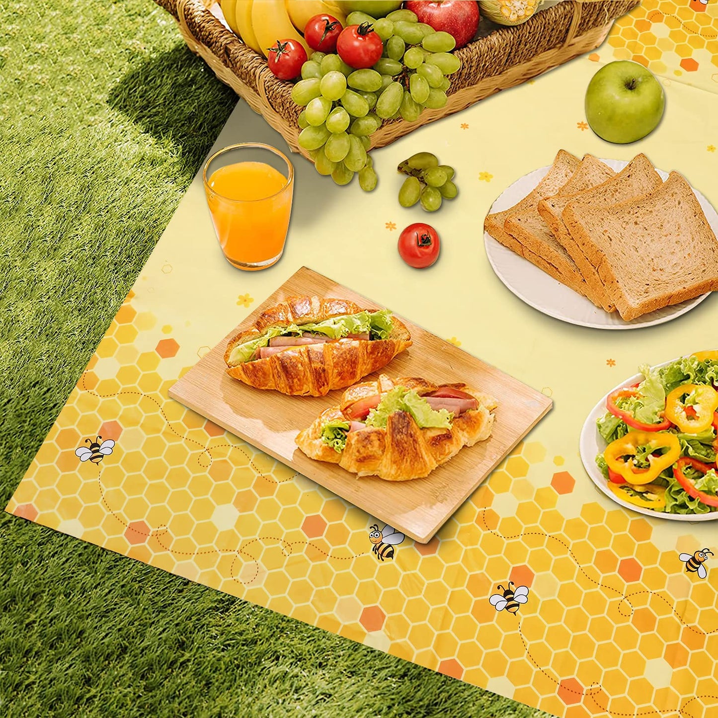 Lecpeting 2 Pcs Bee Tablecloth Bumblebee Plastic Table Covers 87 x 51 Inches Disposable Party Tablecovers for Bumblebee Theme Baby Shower Birthday