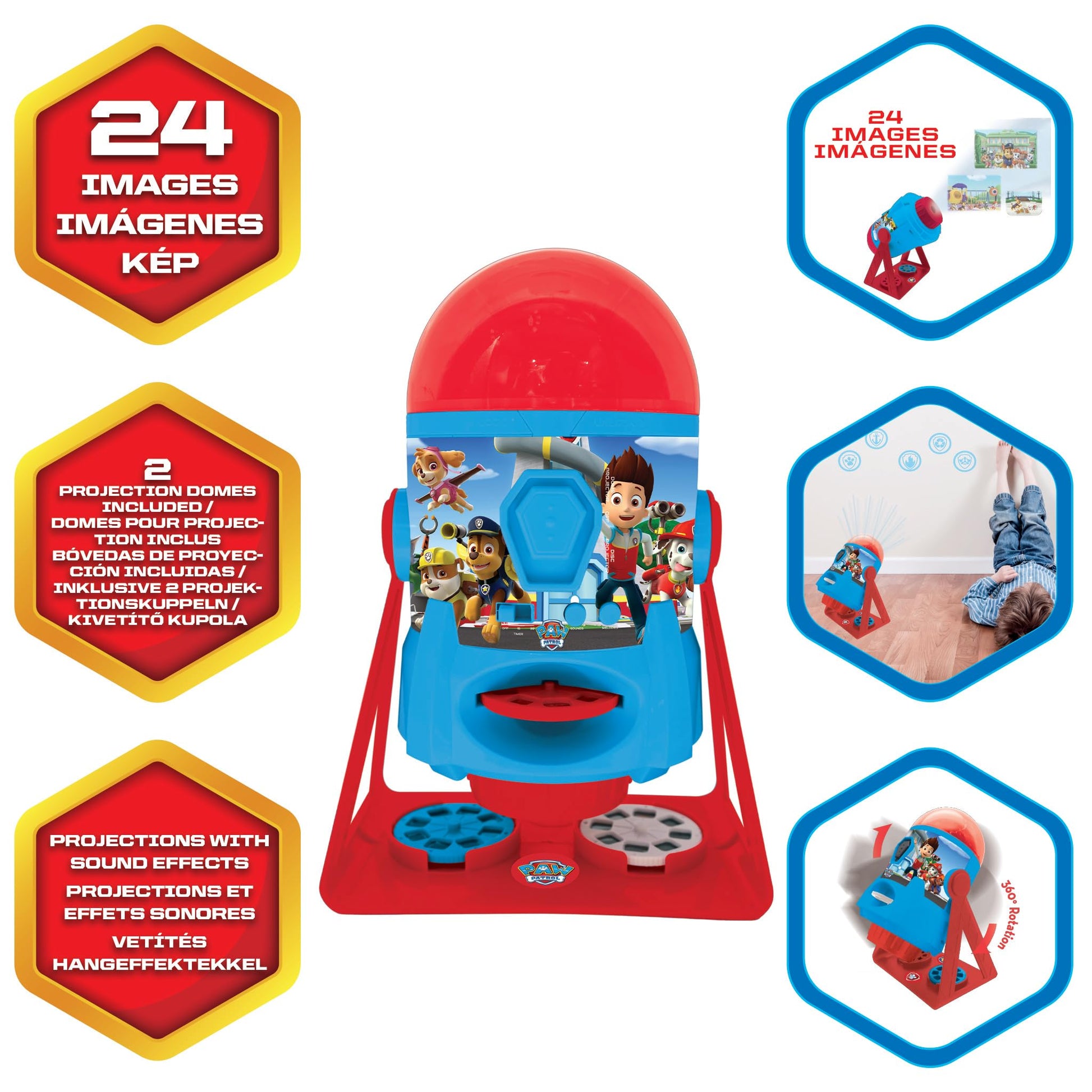 LEXiBOOK Paw Patrol - My Stories Brought to Light - Story Projector with Sounds, Timer and Booklet, Blue/red