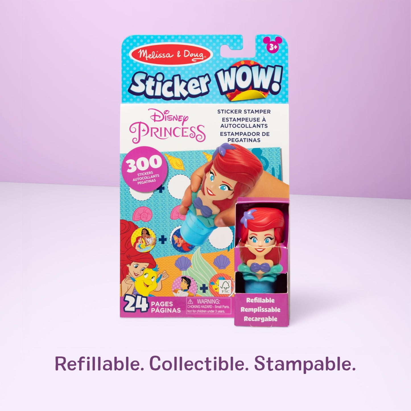 Melissa & Doug Sticker Wow!™ 24-Page Activity Pad and Sticker Stamper, 300 Stickers, Arts and Crafts Fidget Toy Collectible Character - Disney