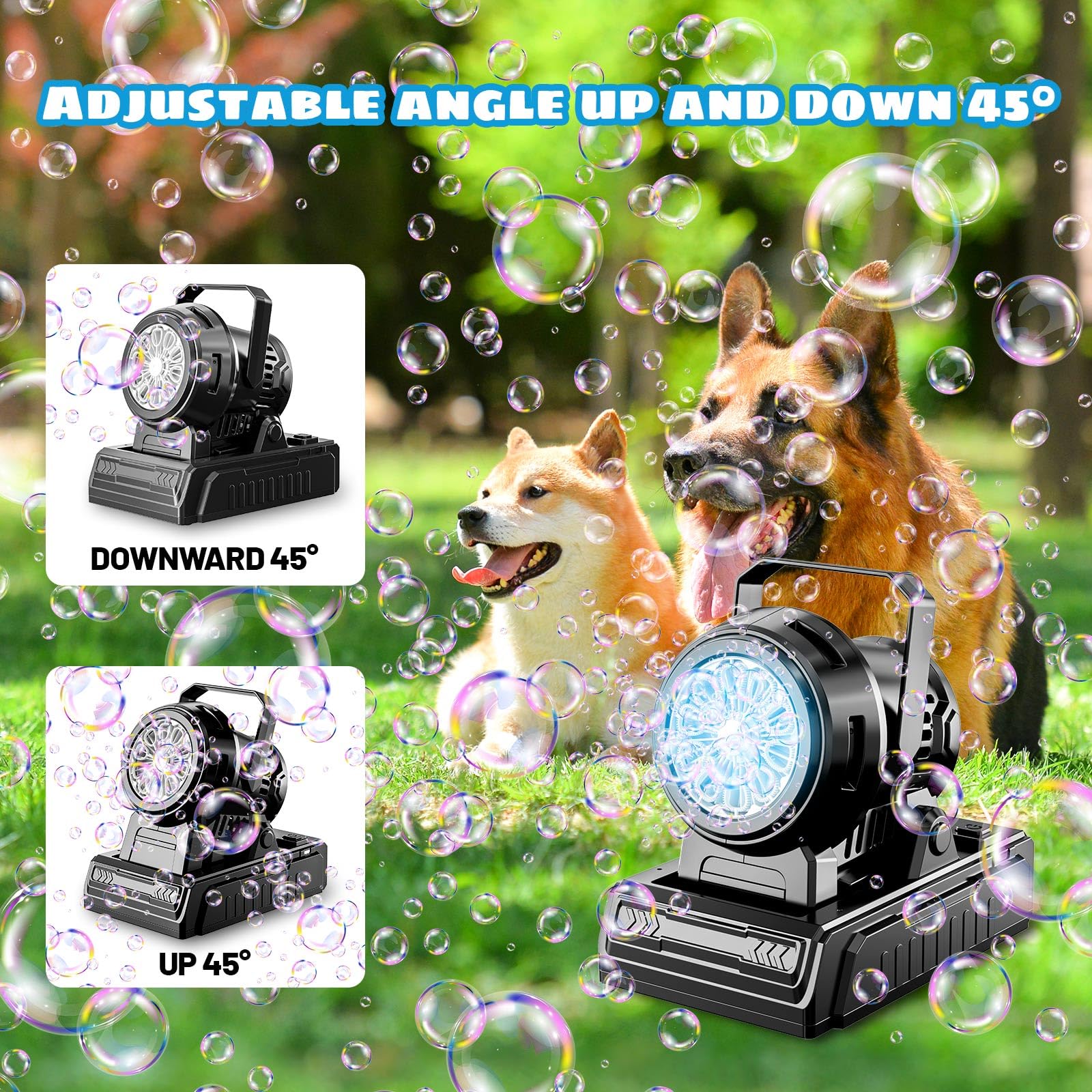 SHCKE Automatic Bubble Machine 10 Holes Bubble Blower,45° Adjustable