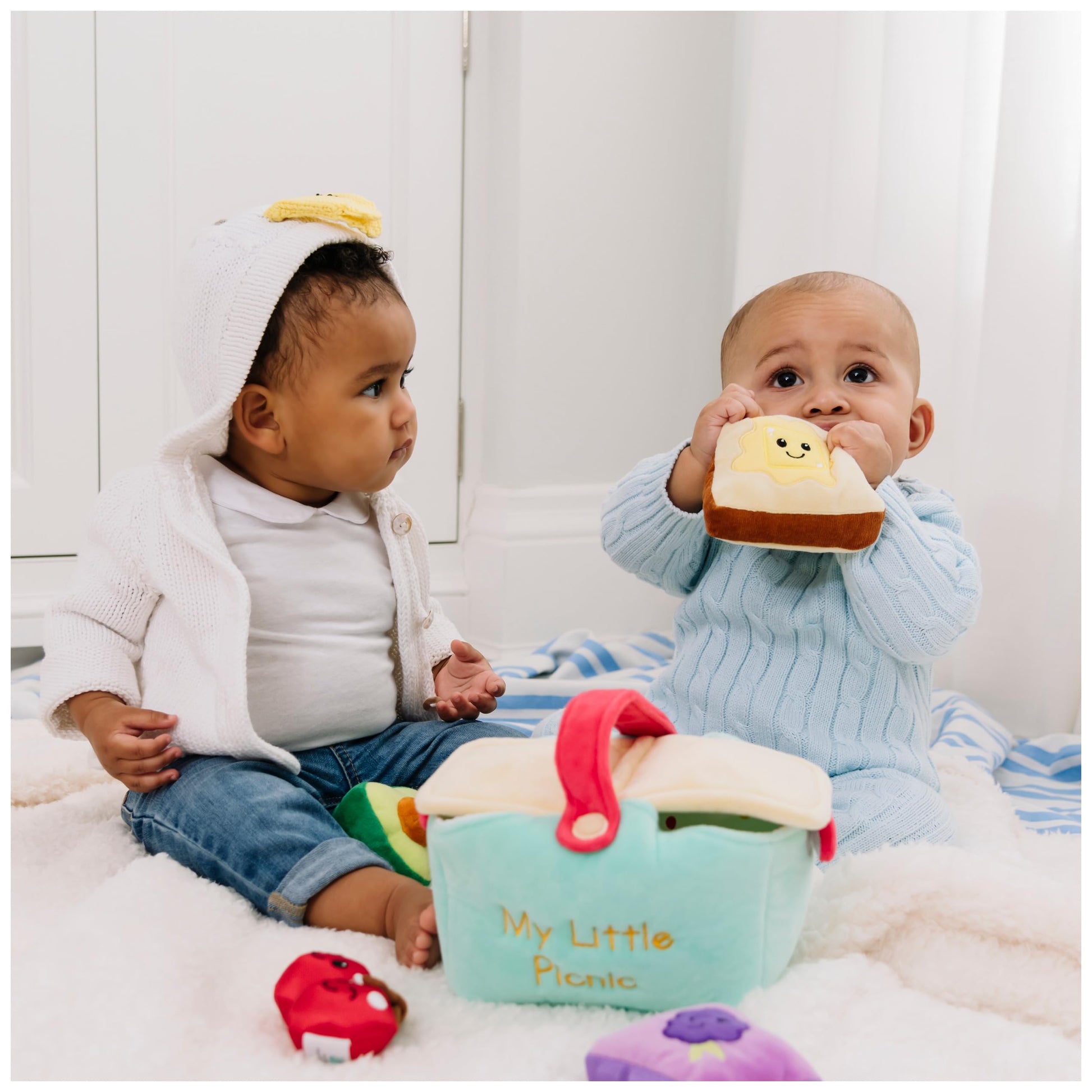 GUND Baby Play Soft Collection, My Little Picnic 5-Piece Plush Playset with Rattle, Squeaker and Crinkle Plush Toys, Sensory Toy for Babies and