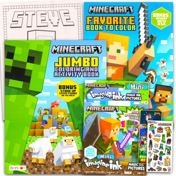 Minecraft Ultimate Coloring and Activity Book Set - Minecraft Coloring Bundle for Kids Coloring Pages, Mess Free Coloring, Stickers, More | Jumbo