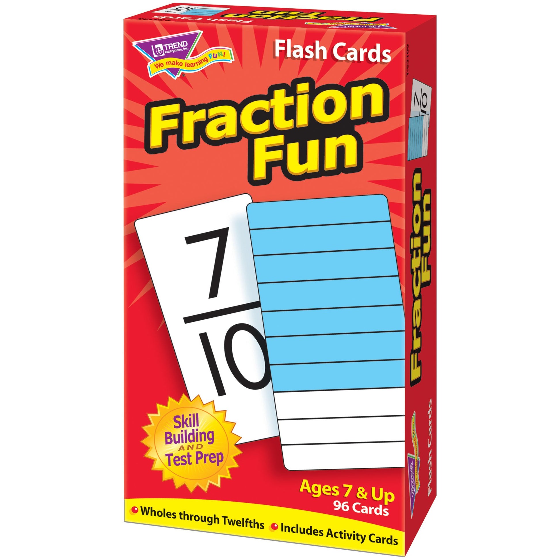 TREND ENTERPRISES: Fraction Fun Skill Drill Flash Cards, Wholes to Twelfths in Symbols & Graphs, Exciting Way for Everyone to Learn, Great for Skill