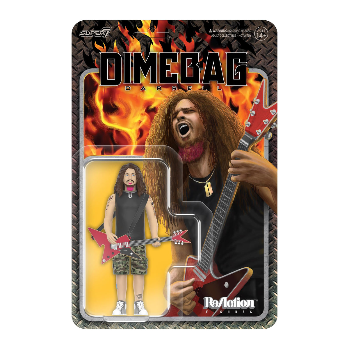 Super7 Reaction Figure Dimebag Darrell (Culprit) - 3.75" Dimebag Darrell Action Figure with Accessory - Classic Heavy Metal Collectibles and Retro